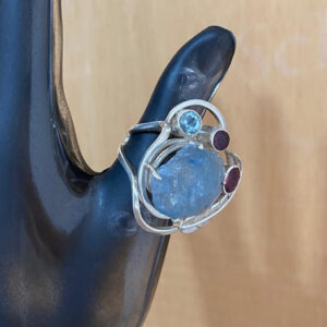 Anel trio água-marinha